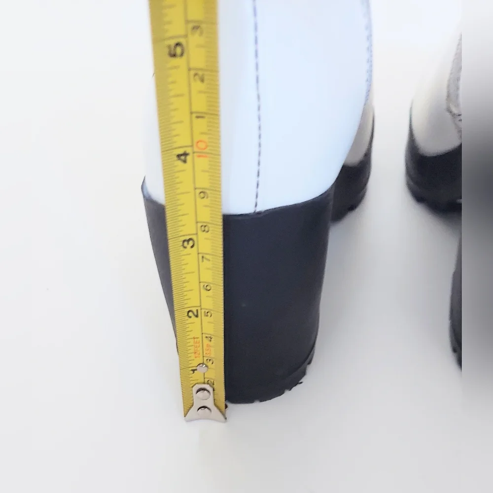 Parker & Sky Stacy Ankle Boots White Faux Leather Block Heels Womens 6M